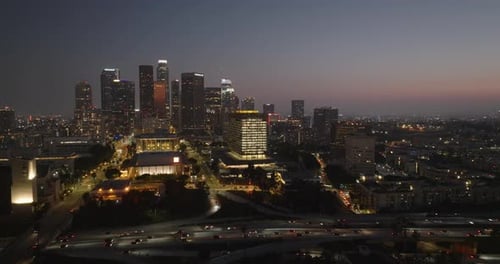 a city skyline at night