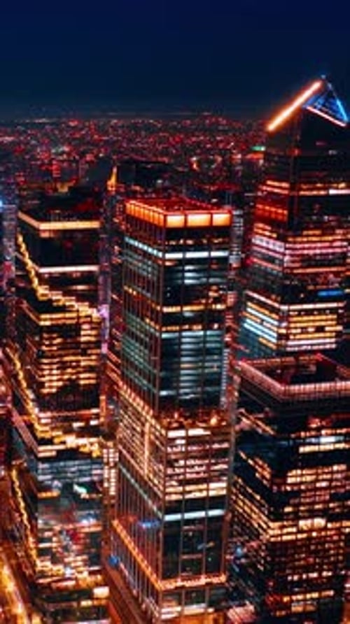 Beautiful panorama of dazzling New York, USA. Night scenic view of metropolis downtown