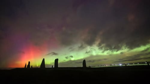 Northern Lights Over The Ring Of Brodgar In Orkney In 4k