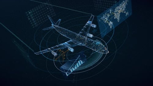 Beautiful 3d Concept of Airliner Flying, Showing Air Traffic Growth Data