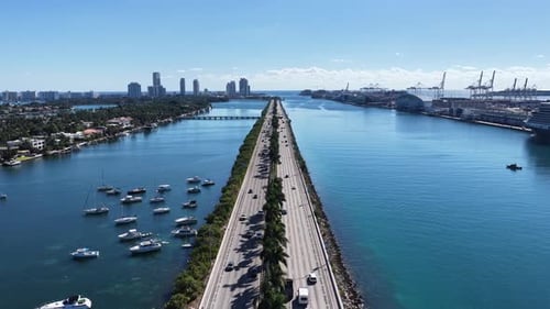 Miami Beach Skyline At Miami Beach In Florida United States.
