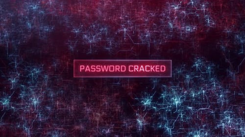 Conceito de quebra de senha sobre fundo escuro de redes de computadores - 4K