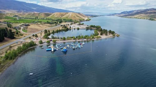 Drone Over Lake Dunstan Water Park in Otago