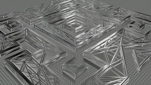 Abstract Geometric Metallic Grid Structure Animation Loop