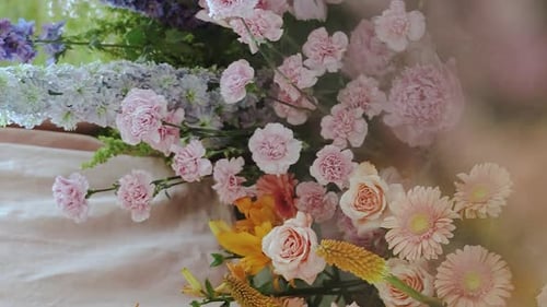 Beautiful Pastel Colored Flower Arrangement Close-Up