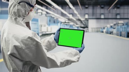 Isolated Screen Tablet Used By Cleanroom Manager Tracking Semiconductors