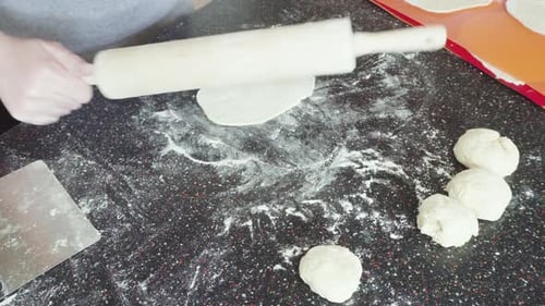Preparing Flatbread on the Counter in the Residential Kitchen