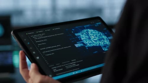 Server Hub Worker Optimizing Resource Utilization Using AI on Device Close Up