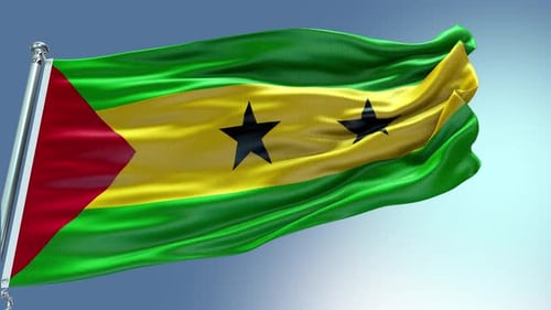 Vidéo du drapeau de São Tomé et Príncipe ondulant dans le vent São Tomé et Prí
