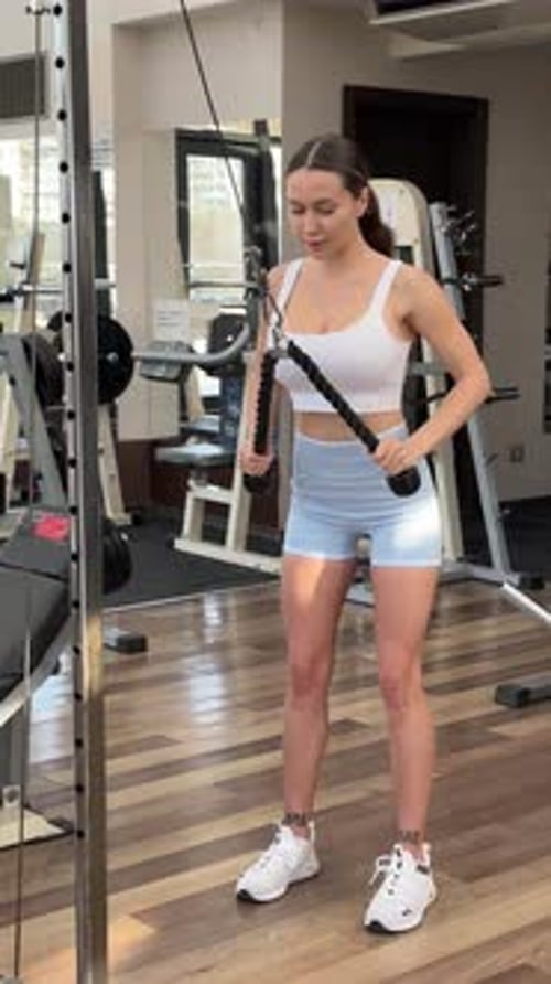 Sexy Fitness Woman Doing Exercises Healthy Lifestyle Concept Crossfit Bodybuilder in Gym