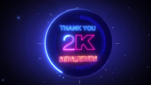 Neon Futuristic Thank You 2K Subscribers Title Animation