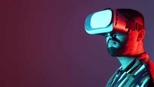 Young Adult Using VR Headset in Studio