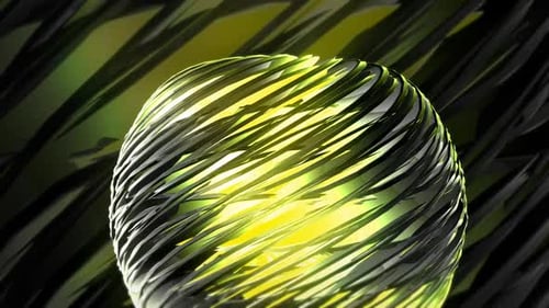 Abstract Glowing Sphere with Twisting Geometric Lines Loop