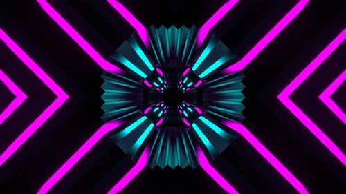 Cyan And Pink Neon Lines Movement Tunnel Background Vj Loop In 4K