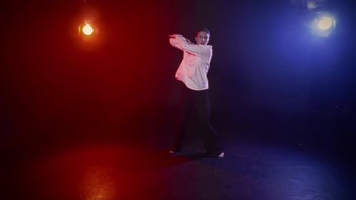 Funny Young Adult Woman Performing Hip Hop and Jazz Funk Choreography in Studio Happy Lady Dancing