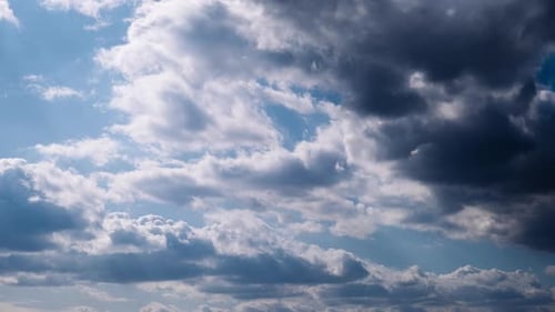 Timelapse of Cumulus Clouds Moves In The Blue Sky
