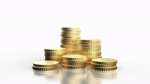 Growing Stacks of Golden Coins 3D Animation