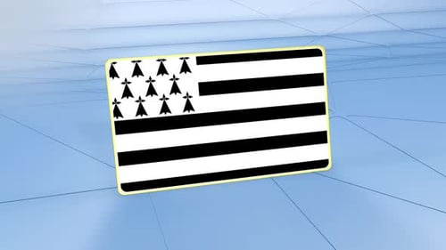 3D Animated Brittany Flag Rotating with Golden Border