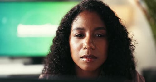 Adult Woman Looking at Computer Screen Close Up