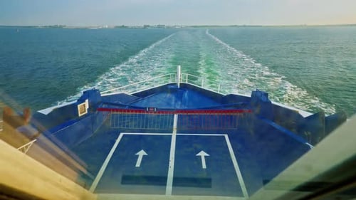 The Ferry Moves Along the Sea