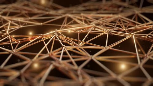 Golden interconnected network with glowing highlights