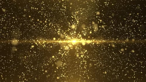 Golden Glitter Particles Shimmering Light Ray Background