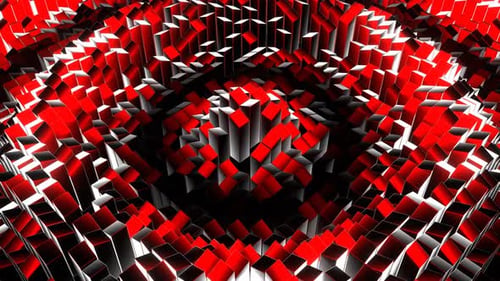 Rot-weißer rechteckiger Wellenhintergrund mit zufälliger Form, VJ Loop In 4K