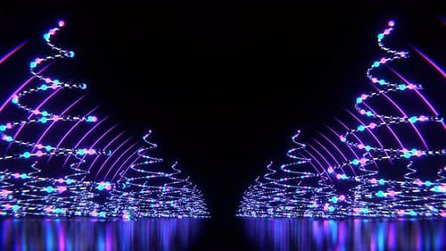 Fond de ruelle de Noël violet et bleu Vj Loop en 4K