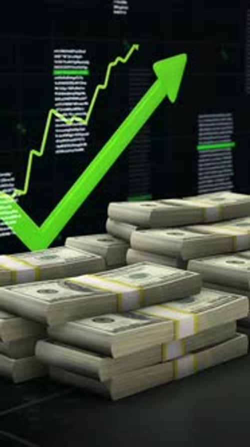 Money Stacks with Rising Arrow Finance Background Vertical Video