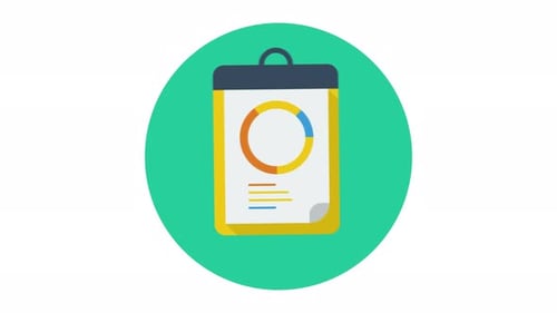 Flat Design Clipboard Data Report Icon Animation