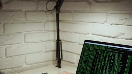 Man coding on laptop. Closeup of developer programmer, soffware engineer, IT support Vlad