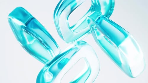 Abstract Glass C-Shapes Forming Rotating Pinwheel Animation