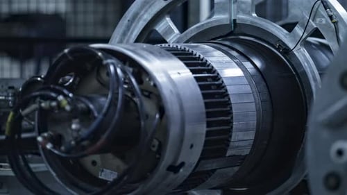 Detailed Rubber Tyre Production Automat with Wires in Technological Factory. Close Up