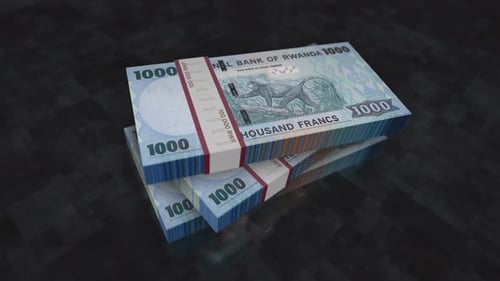Rwanda francs money banknote pile packs