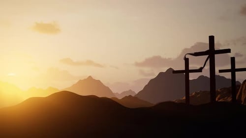 Three Holy Crosses on Mountain at Jerusalem