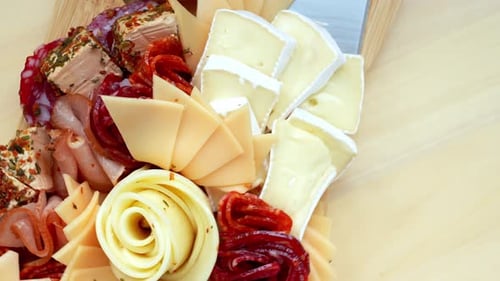 Food Trend Gift Aperitivo, idée de fête, apéritifs, planche à pâturer en bois avec différents antipasti