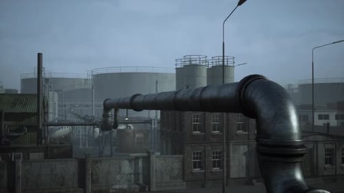 Industrial View at Oil Refinery Plant Form Industry Zone