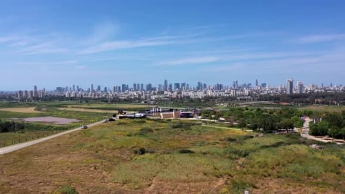 Tel Aviv City Panorama Aerial view in summer