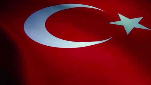 Realistic Waving Flag of Turkey with Subtle Light Reflections