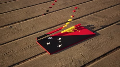 Papua New Guinea Flag Domino Effect Reveal Animation