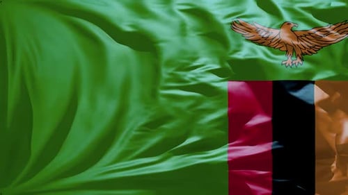 Realistic Waving National Flag of Zambia Animation