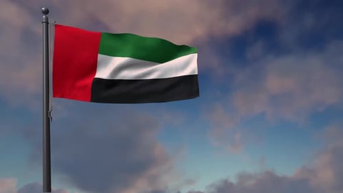 United Arab Emirates Flag On Flagpole - 4K