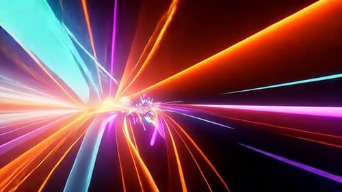 Des traînées lumineuses vibrantes et dynamiques convergeant vers un point central