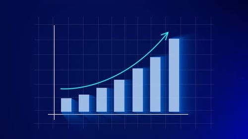 Animated Blue Bar Chart and Line Graph for Business Growth