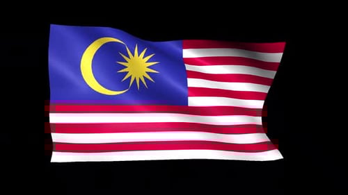 Realistic Malaysia National Flag Waving Loop Animation