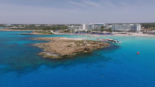 Aerial View of Ayia Napa Beach with Resorts and Turquoise Waters