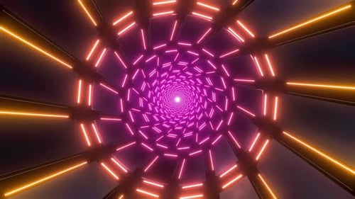 4 K Colored Neon Radial Tunnel