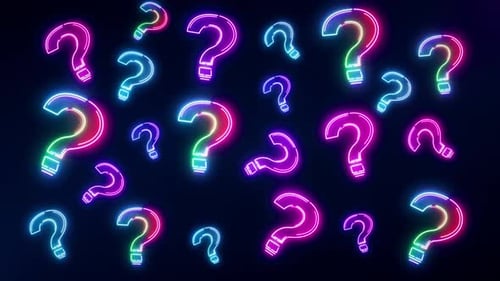 Glowing Neon Question Marks Animated Background Loop