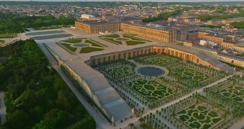 Aerial View of Palace of Versailles and the Gardens Surrounding It France