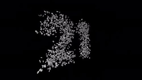 Number 21 Made of Numbers with Alpha Channel. 3D Font Number Animation. Transparent Background